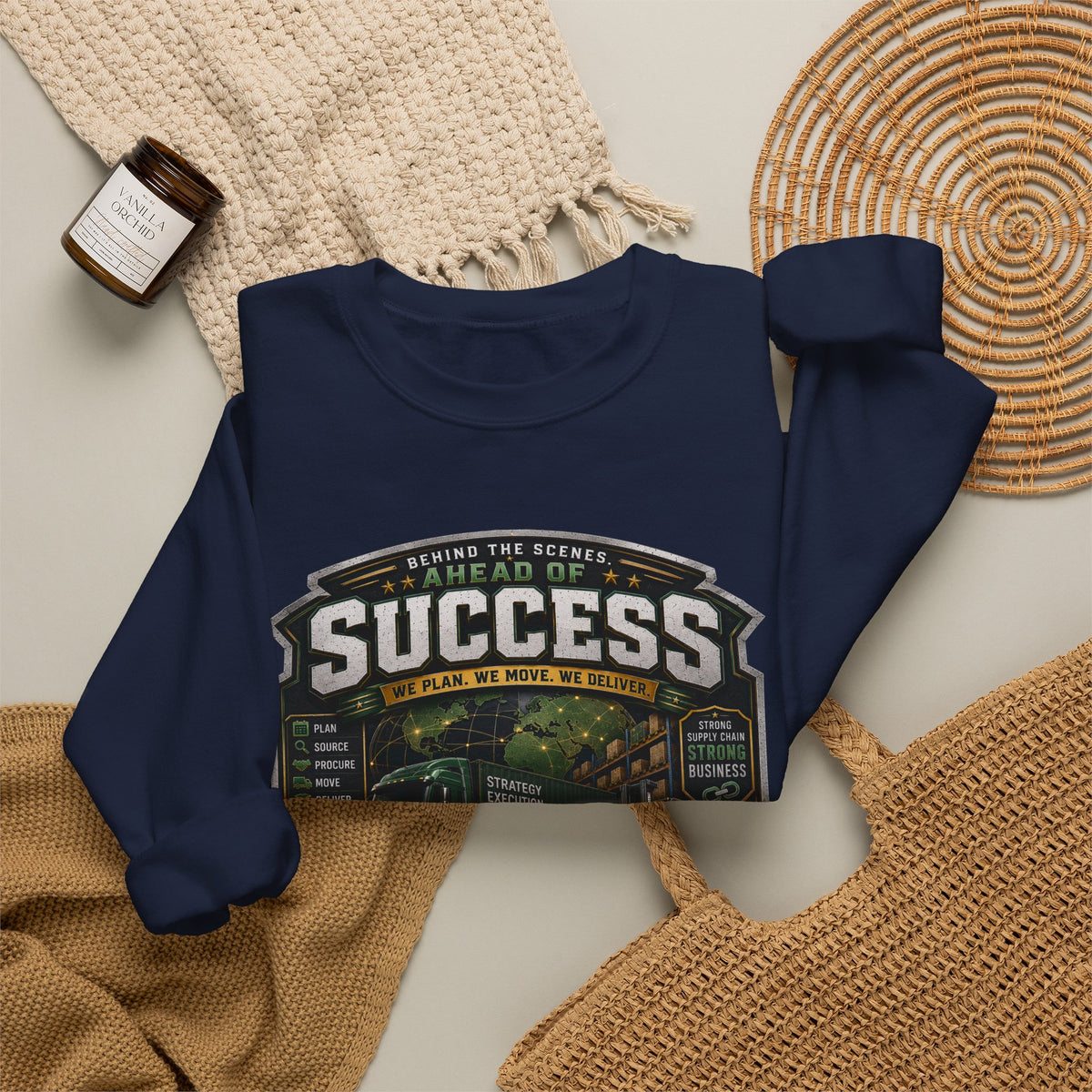 Success Supply Chain Crewneck Sweatshirt — Supply & Logistics Vintage Graphic