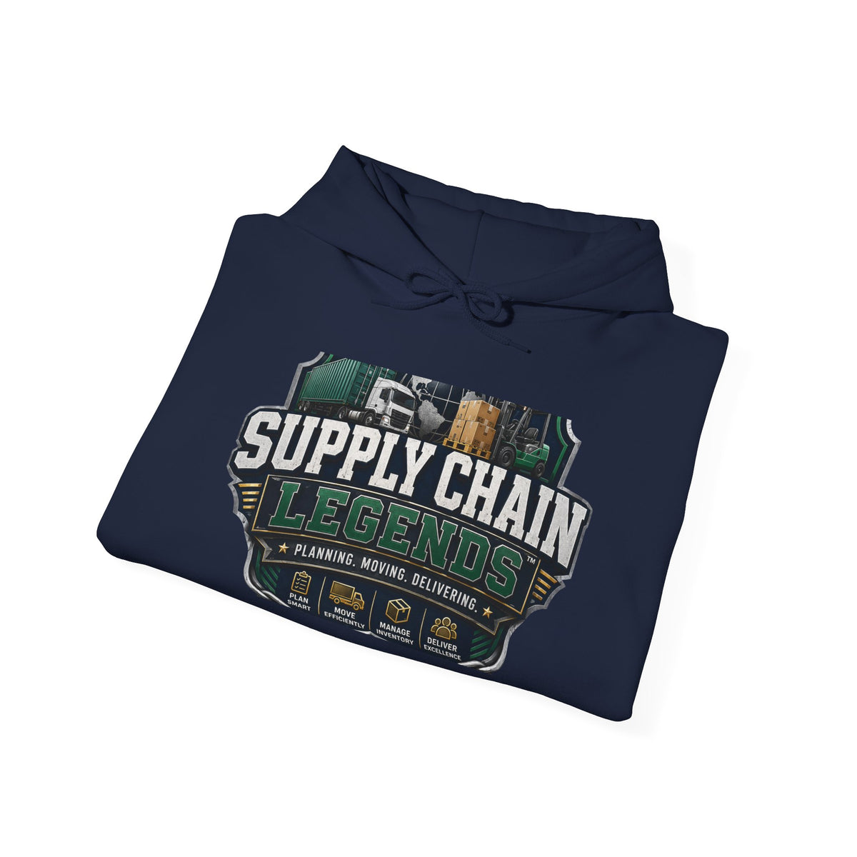 Supply Chain Legends Hoodie — Vintage Industrial Logistics Graphic Sweatshirt