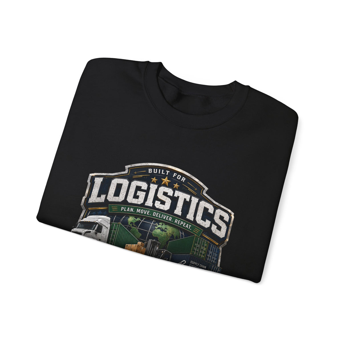 Logistics Crewneck Sweatshirt — Built for Logistics Design (Trucker & Warehouse Crew)