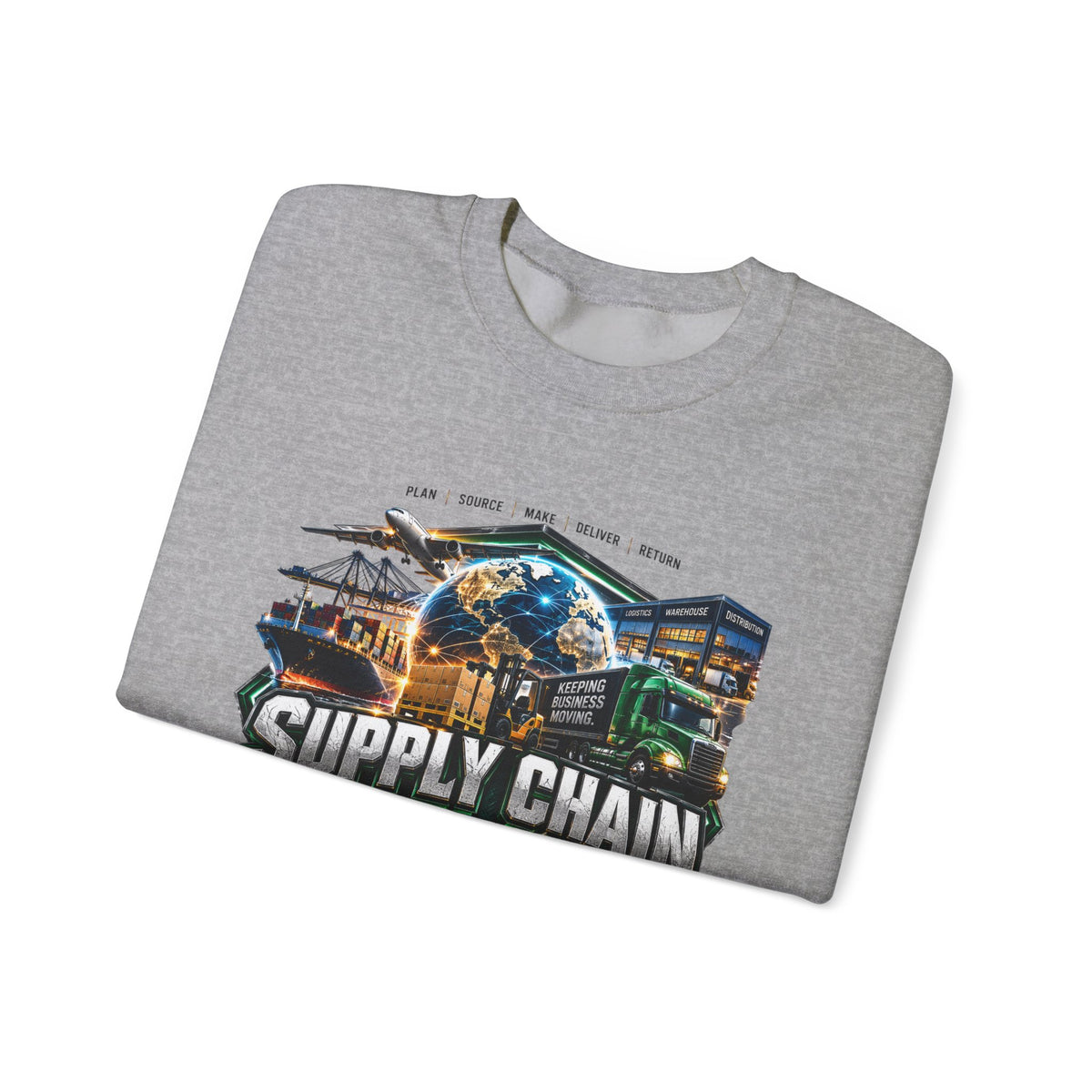 Supply Chain Legends Crewneck Sweatshirt — Logistics & Freight Graphic Pullover