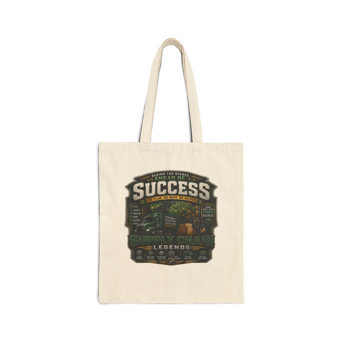 Success Vintage Badge Tote Bag — Motivational Cotton Canvas Shopper