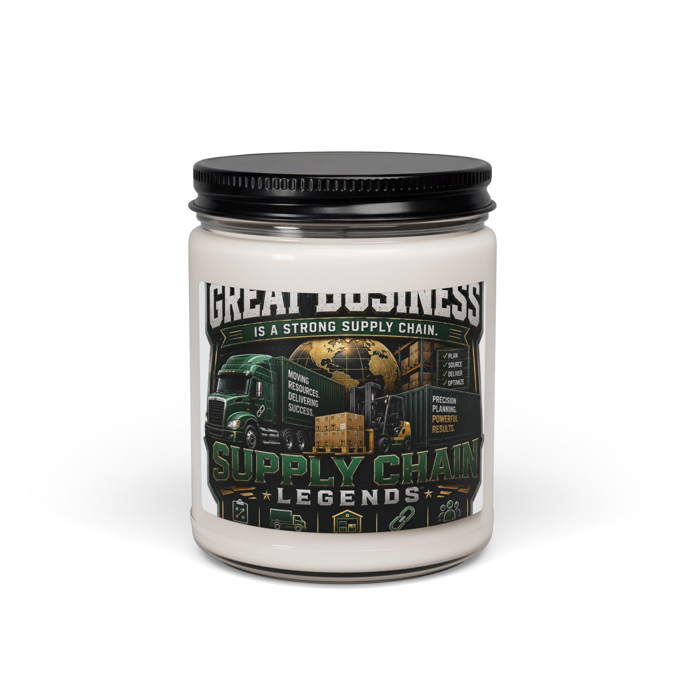 Supply Chain Legends Soy Candle — 9oz Scented Jar (Great Business Design)