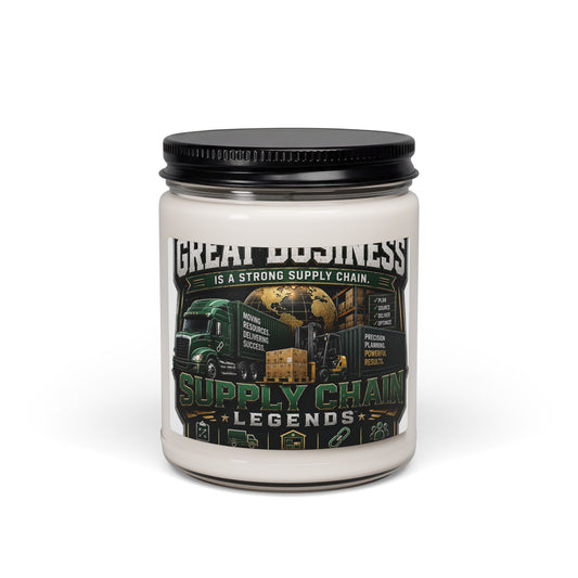 Supply Chain Legends Soy Candle — 9oz Scented Jar (Great Business Design)