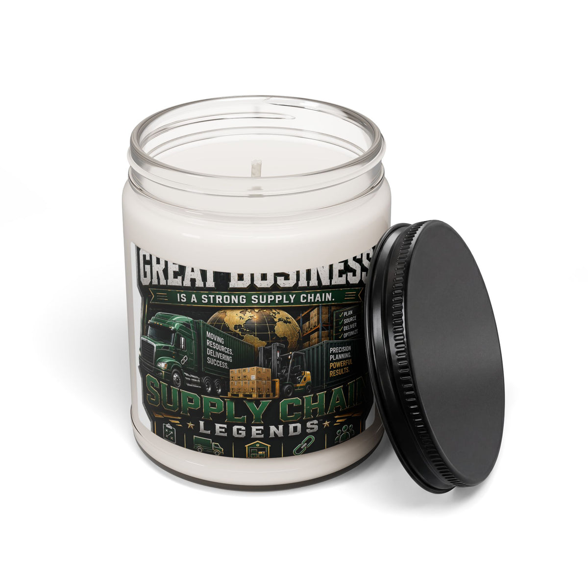 Supply Chain Legends Soy Candle — 9oz Scented Jar (Great Business Design)