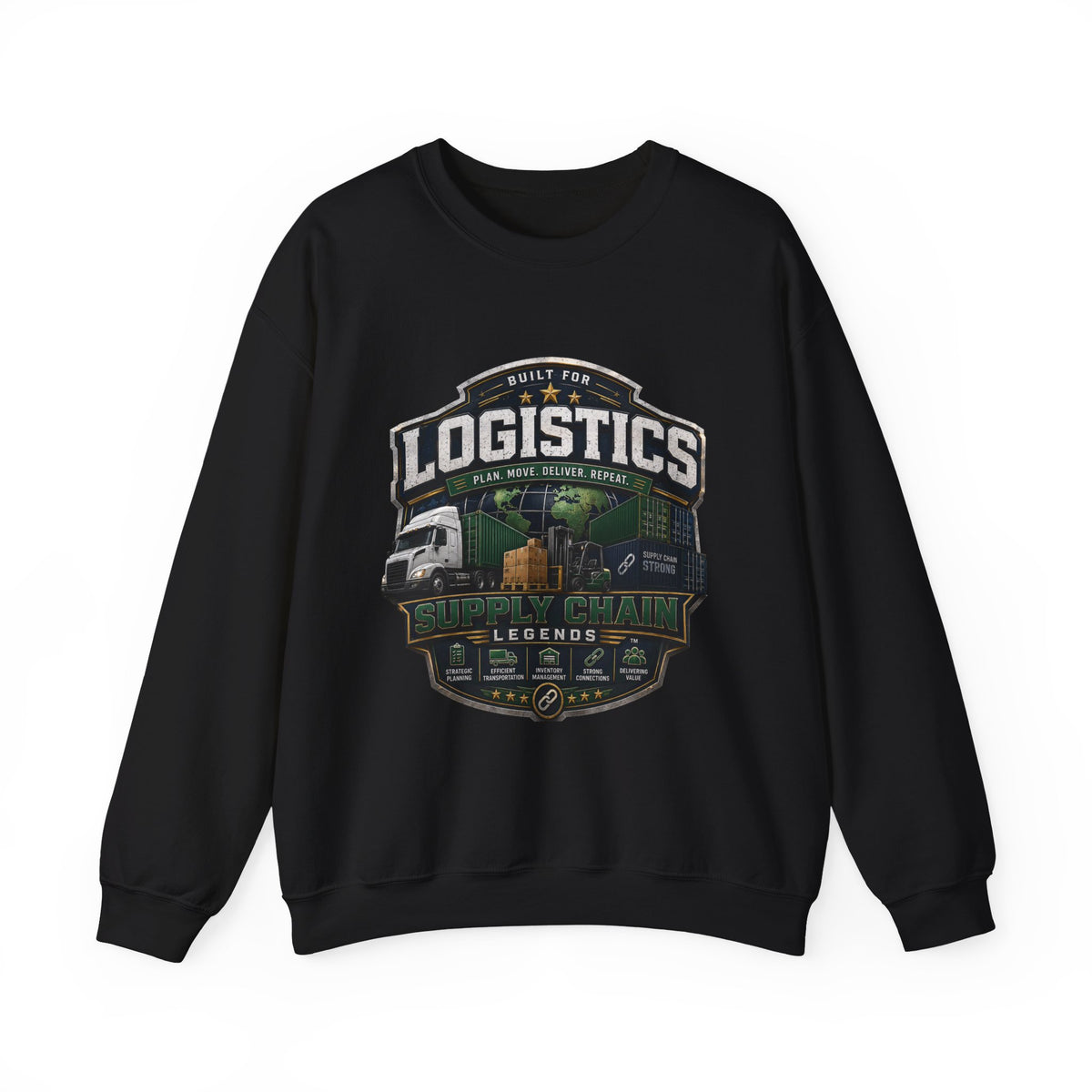 Logistics Crewneck Sweatshirt — Built for Logistics Design (Trucker & Warehouse Crew)