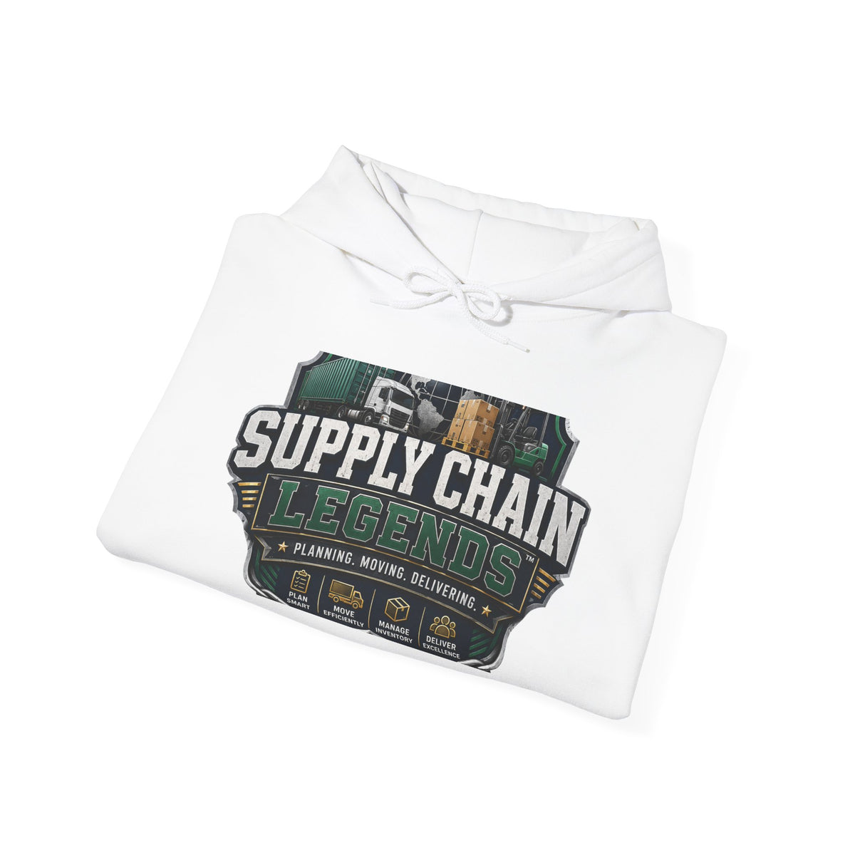 Supply Chain Legends Hoodie — Vintage Industrial Logistics Graphic Sweatshirt