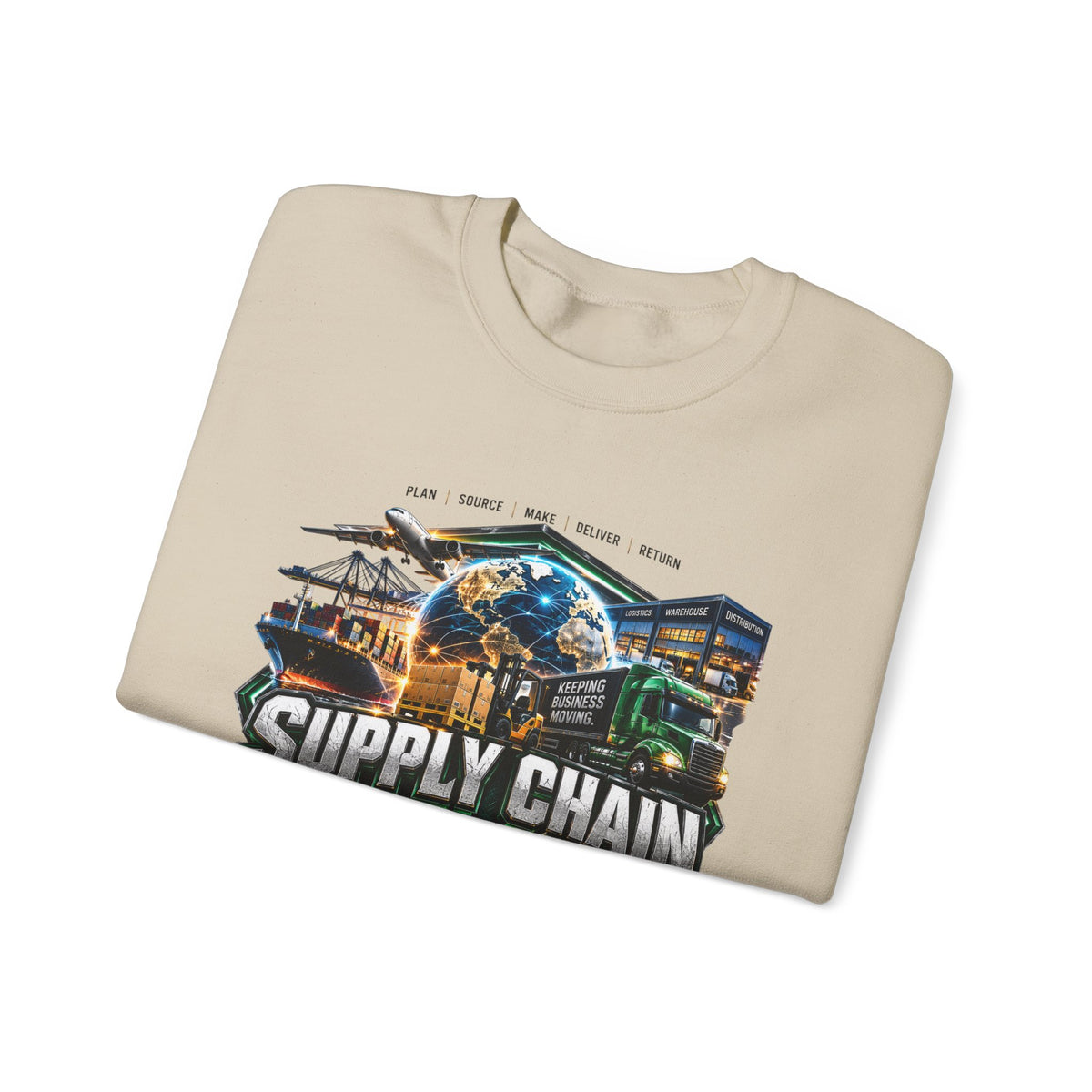 Supply Chain Legends Crewneck Sweatshirt — Logistics & Freight Graphic Pullover
