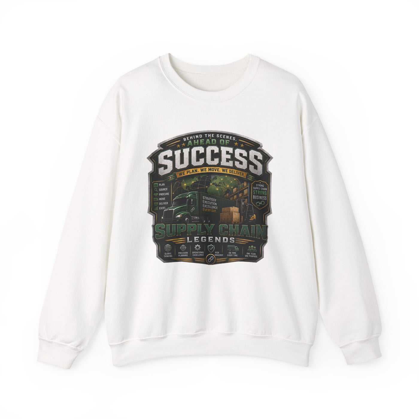 Success Supply Chain Crewneck Sweatshirt — Supply & Logistics Vintage Graphic