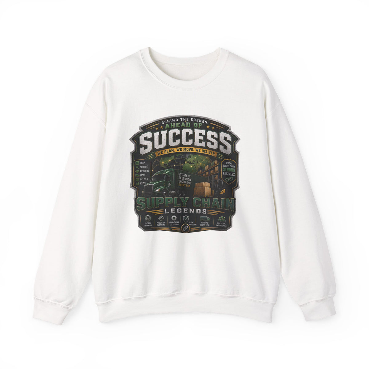 Success Supply Chain Crewneck Sweatshirt — Supply & Logistics Vintage Graphic