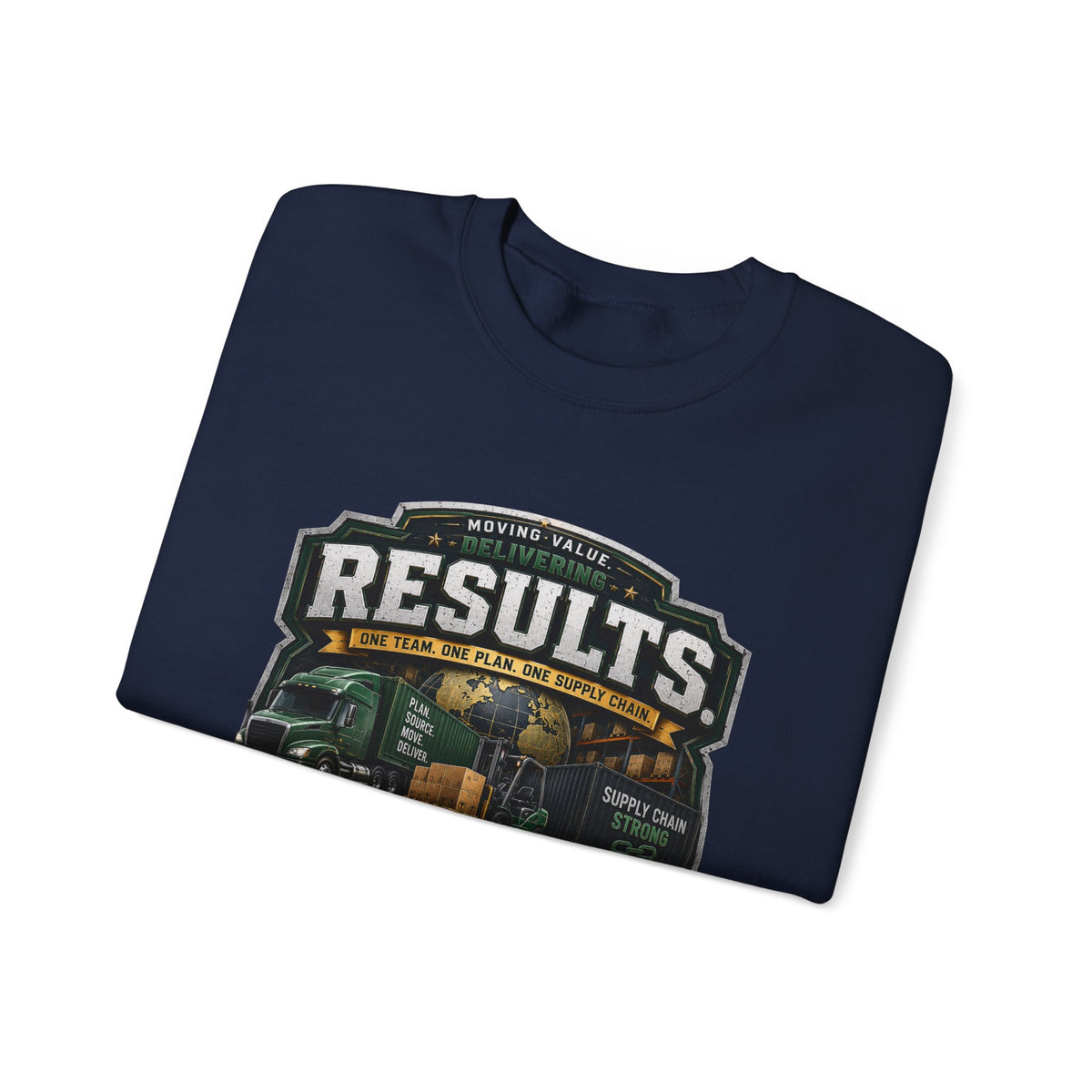 Results Crewneck Sweatshirt — Vintage Trucking & Supply Chain Graphic