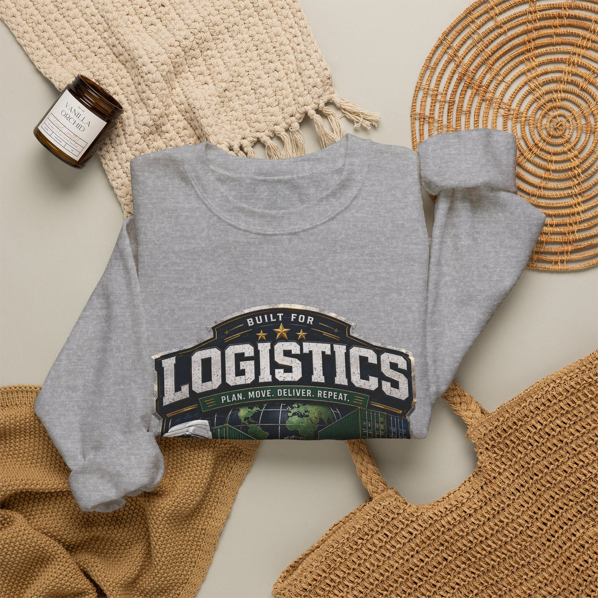 Logistics Crewneck Sweatshirt — Built for Logistics Design (Trucker & Warehouse Crew)
