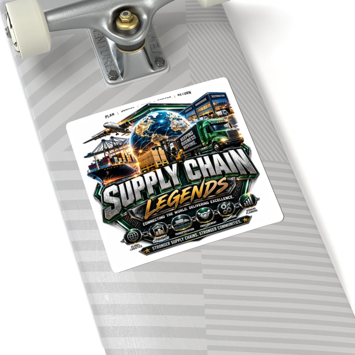 Supply Chain Legends Kiss-Cut Sticker — Logistics, Trucking & Shipping Emblem