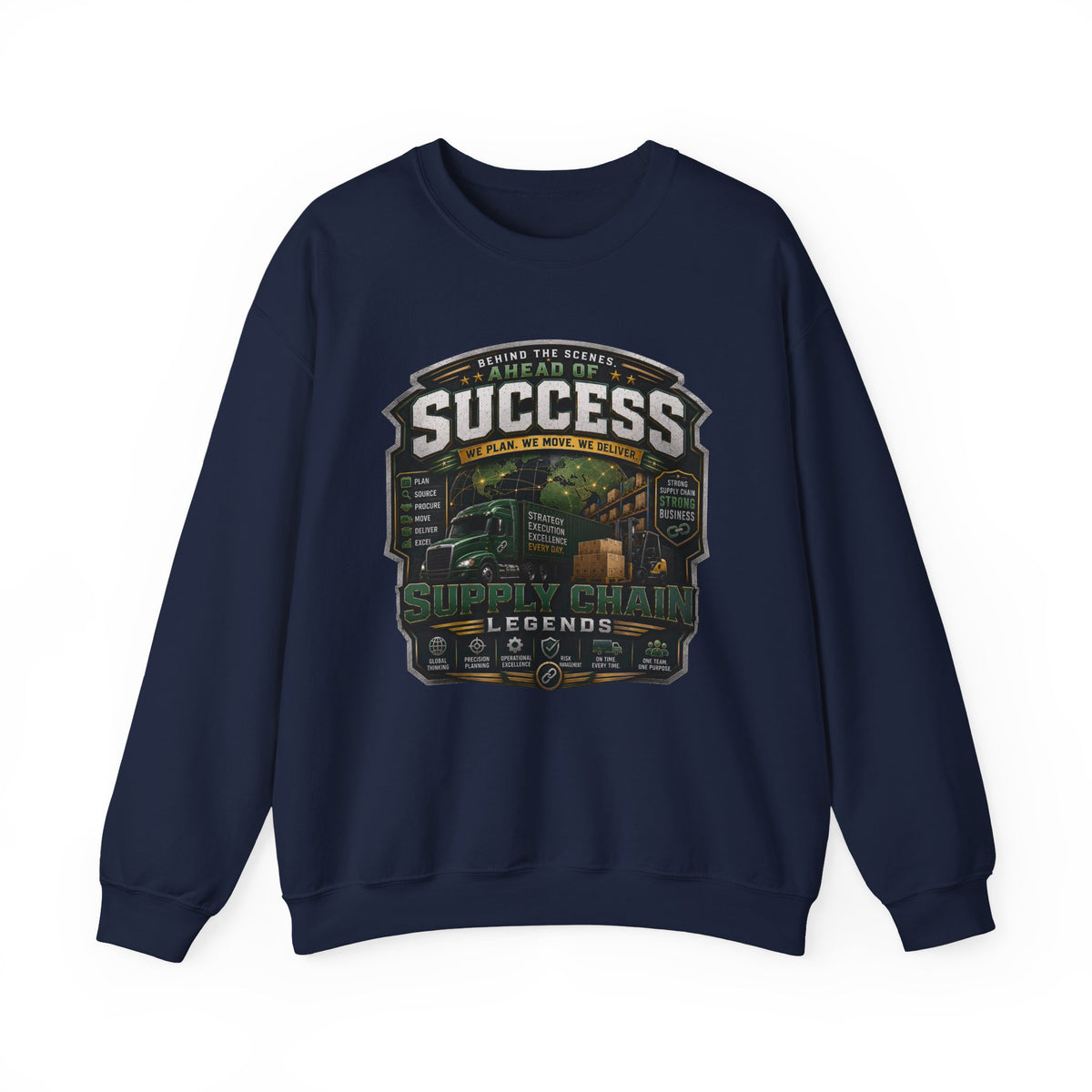 Success Supply Chain Crewneck Sweatshirt — Supply & Logistics Vintage Graphic