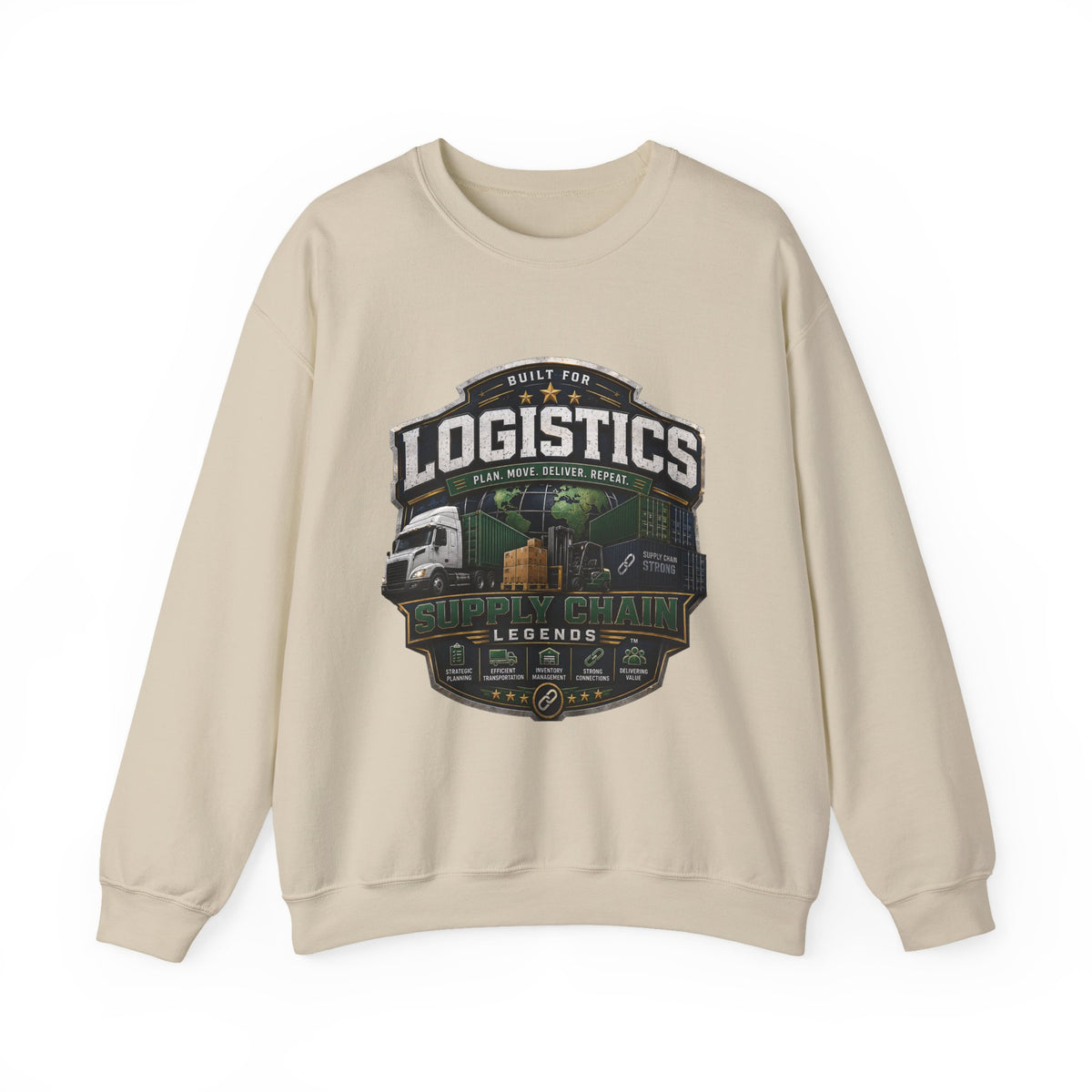 Logistics Crewneck Sweatshirt — Built for Logistics Design (Trucker & Warehouse Crew)