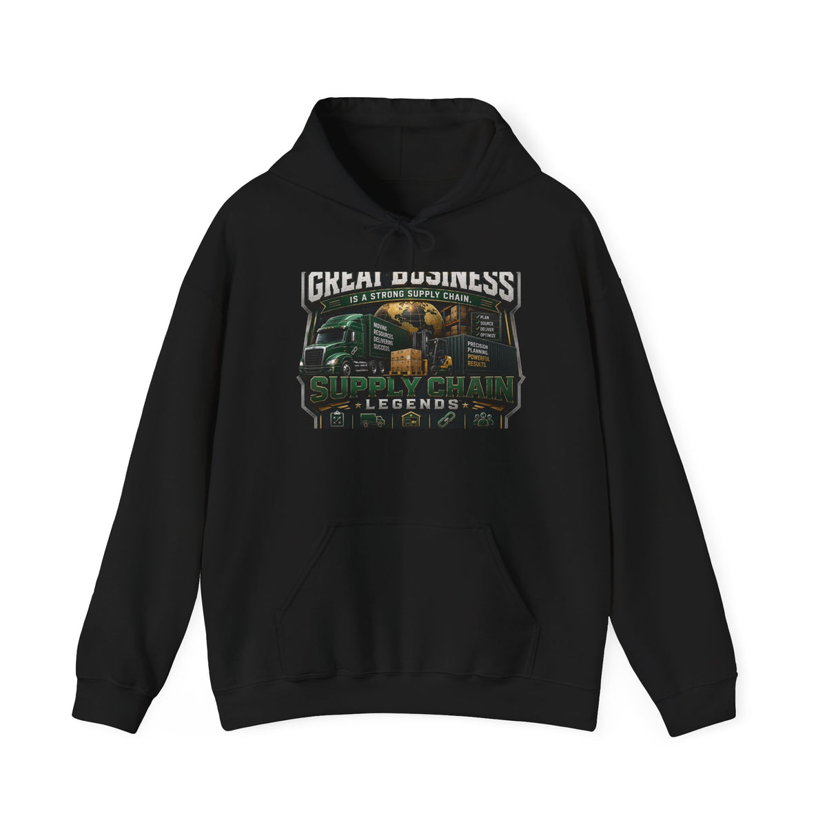 Supply Chain Legends Hoodie — "Great Business" Trucking Graphic Hooded Sweatshirt