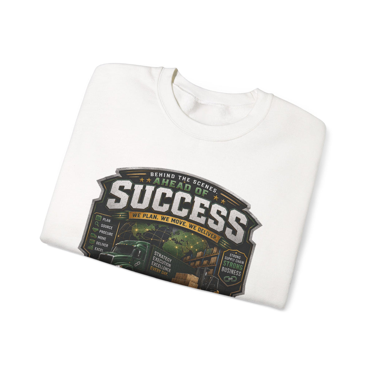 Success Supply Chain Crewneck Sweatshirt — Supply & Logistics Vintage Graphic