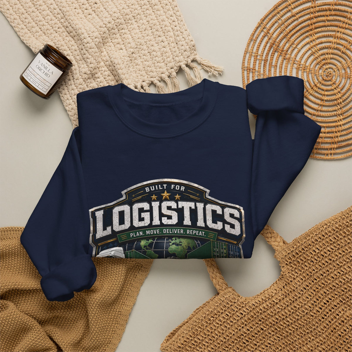 Logistics Crewneck Sweatshirt — Built for Logistics Design (Trucker & Warehouse Crew)