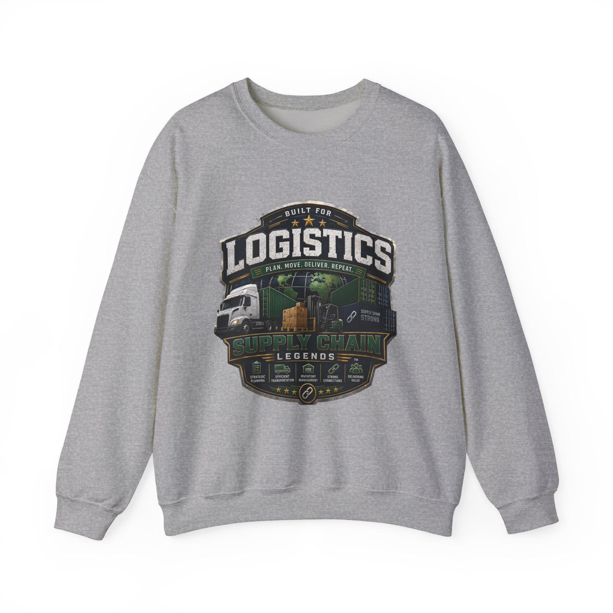 Logistics Crewneck Sweatshirt — Built for Logistics Design (Trucker & Warehouse Crew)