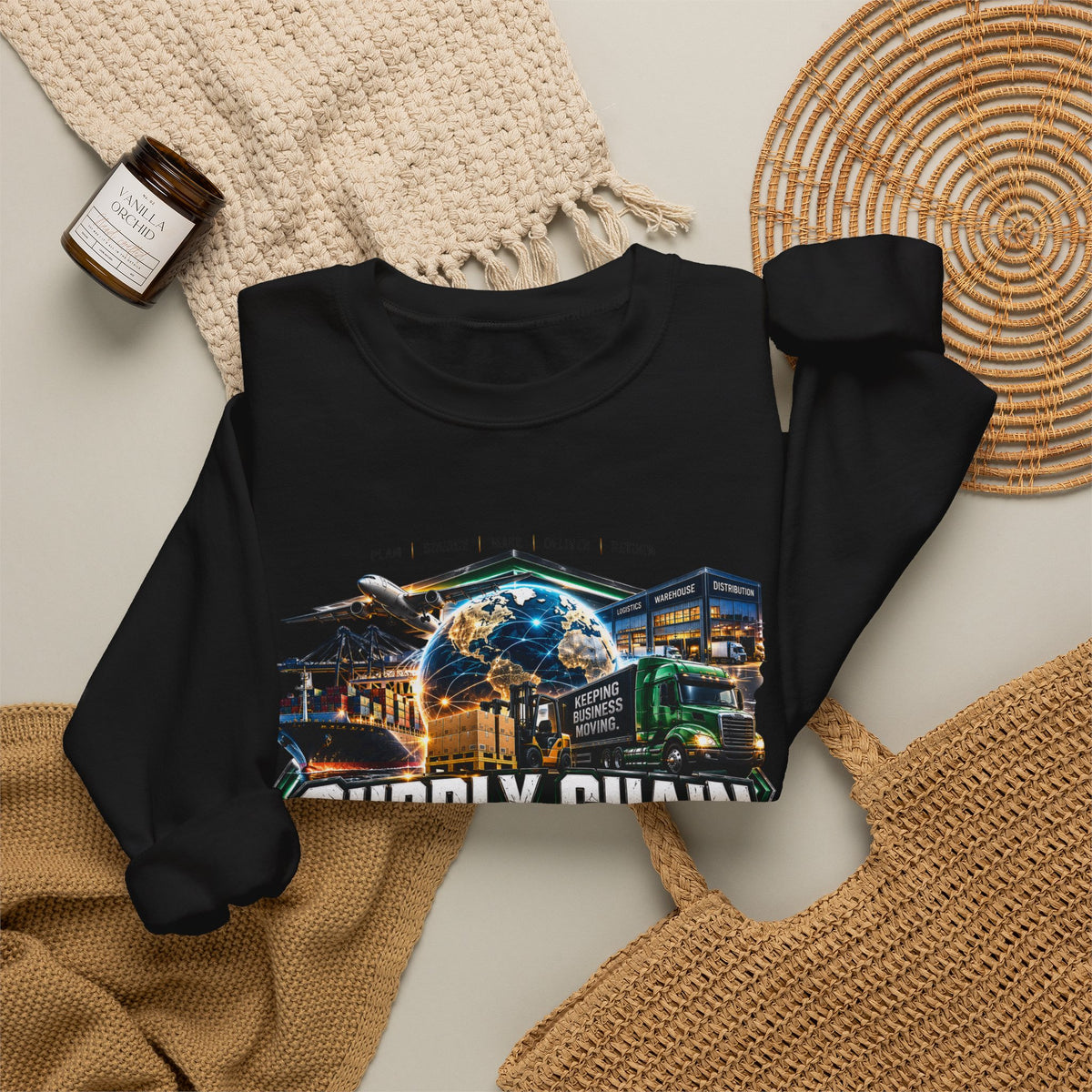 Supply Chain Legends Crewneck Sweatshirt — Logistics & Freight Graphic Pullover
