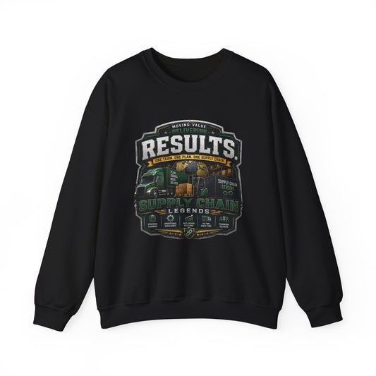 Results Crewneck Sweatshirt — Vintage Trucking & Supply Chain Graphic