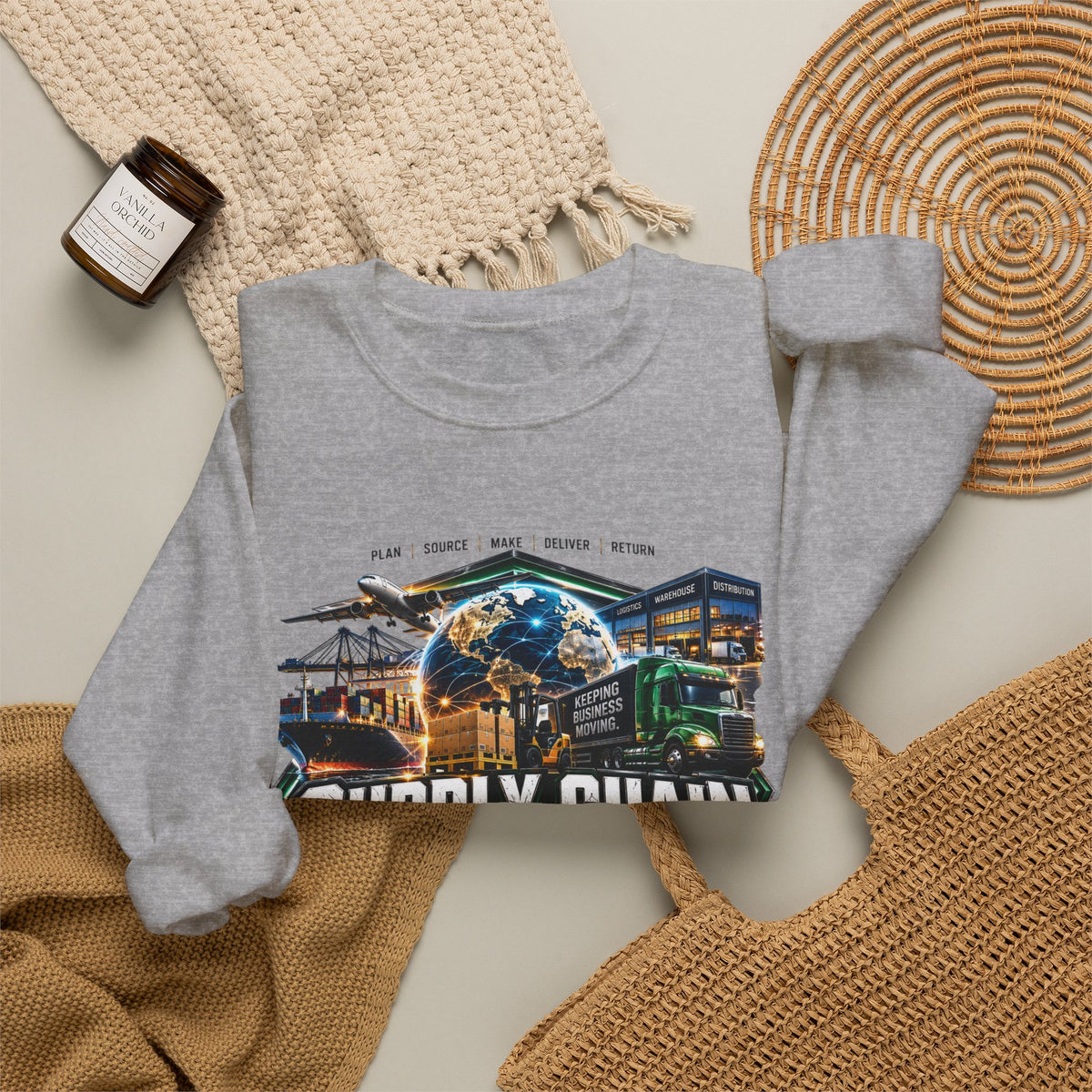 Supply Chain Legends Crewneck Sweatshirt — Logistics & Freight Graphic Pullover