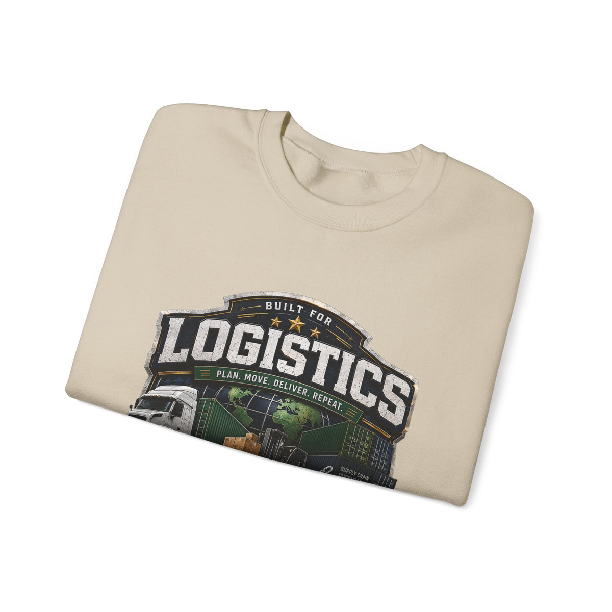 Logistics Crewneck Sweatshirt — Built for Logistics Design (Trucker & Warehouse Crew)
