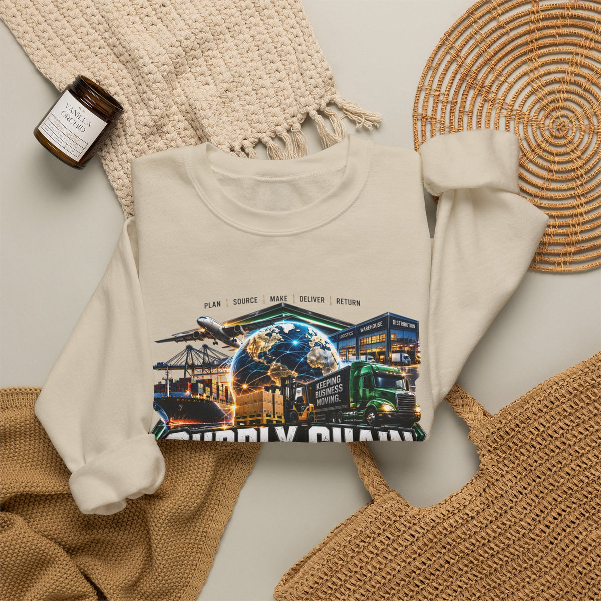 Supply Chain Legends Crewneck Sweatshirt — Logistics & Freight Graphic Pullover