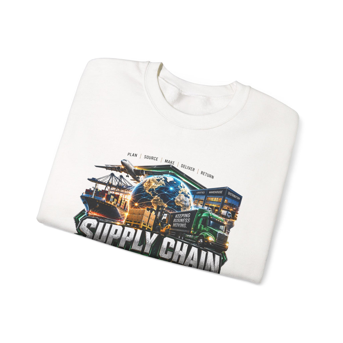 Supply Chain Legends Crewneck Sweatshirt — Logistics & Freight Graphic Pullover