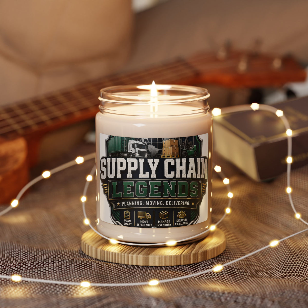 Supply Chain Legends Scented Soy Candle — 9oz "Planning. Moving. Delivering."