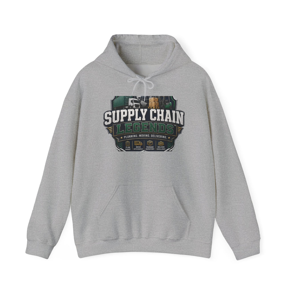 Supply Chain Legends Hoodie — Vintage Industrial Logistics Graphic Sweatshirt