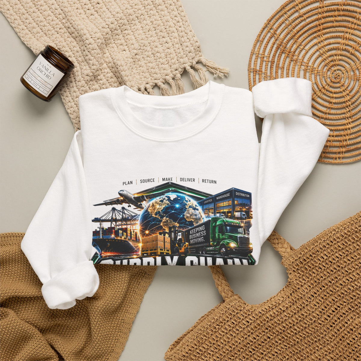 Supply Chain Legends Crewneck Sweatshirt — Logistics & Freight Graphic Pullover