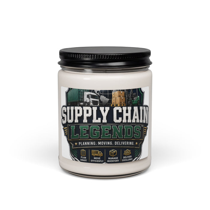 Supply Chain Legends Scented Soy Candle — 9oz "Planning. Moving. Delivering."