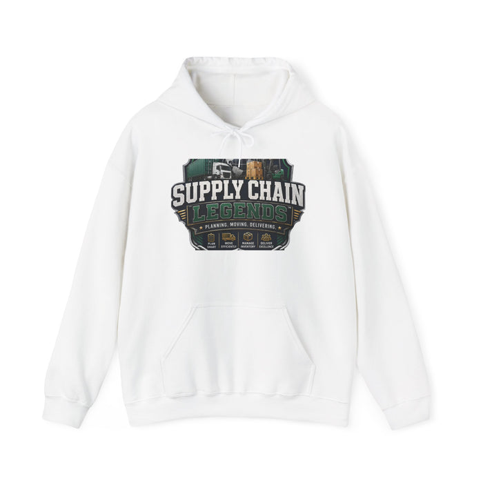 Supply Chain Legends Hoodie — Vintage Industrial Logistics Graphic Sweatshirt