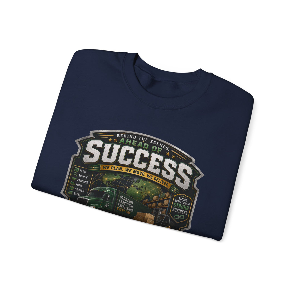 Success Supply Chain Crewneck Sweatshirt — Supply & Logistics Vintage Graphic