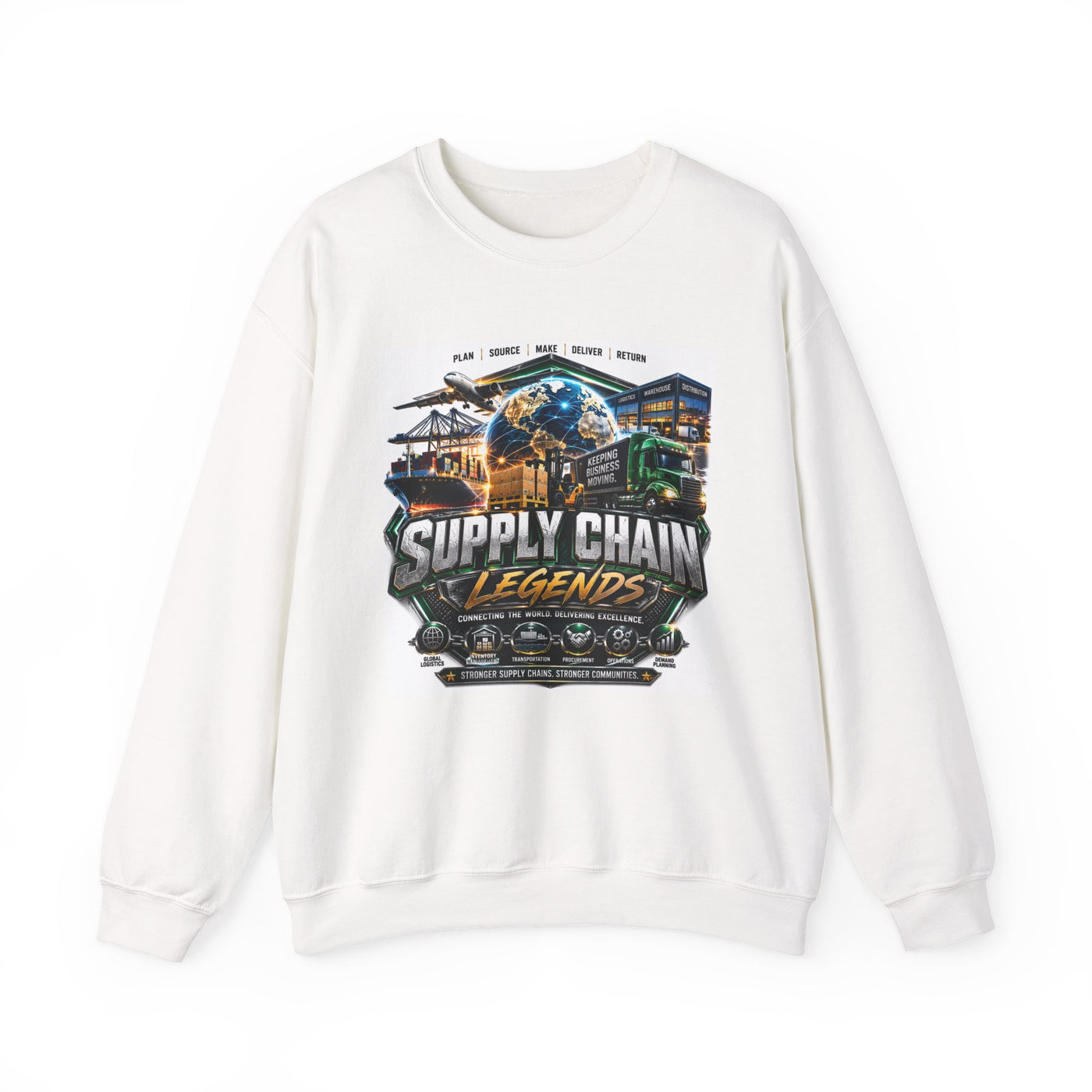 Supply Chain Legends Crewneck Sweatshirt — Logistics & Freight Graphic Pullover