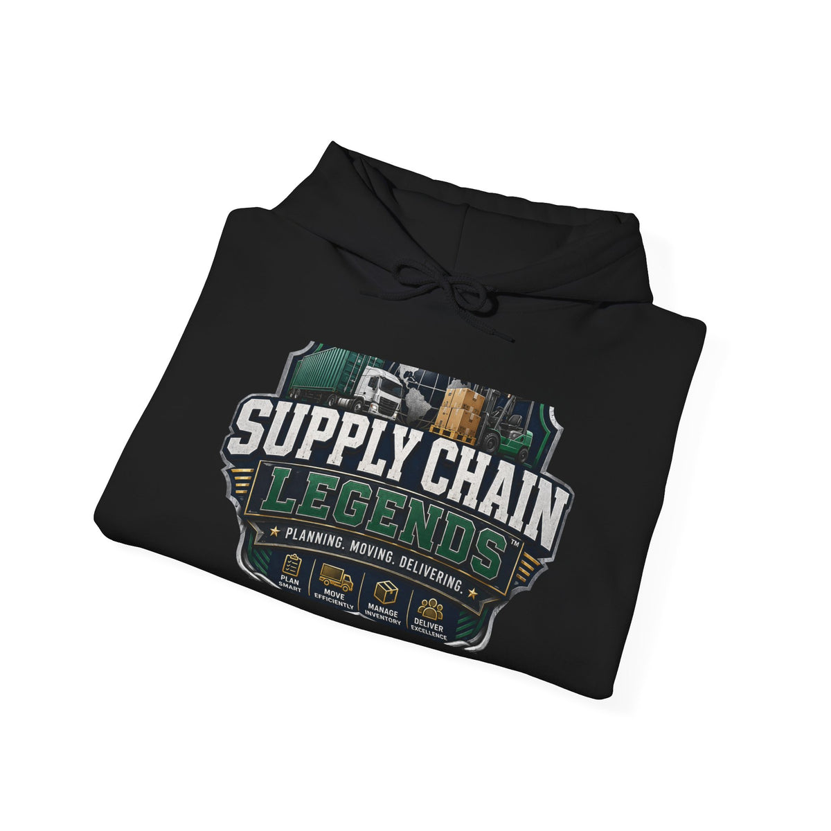 Supply Chain Legends Hoodie — Vintage Industrial Logistics Graphic Sweatshirt