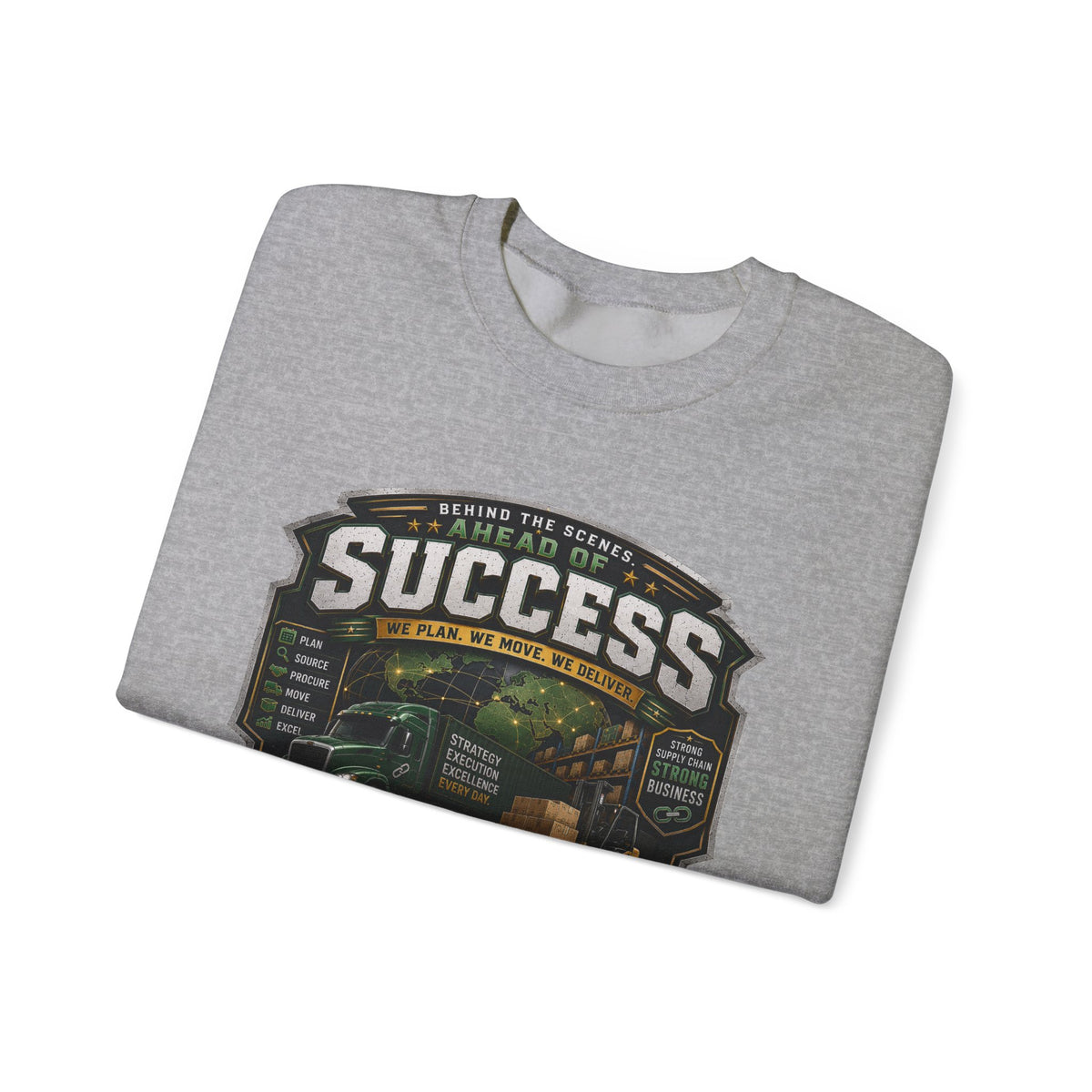 Success Supply Chain Crewneck Sweatshirt — Supply & Logistics Vintage Graphic