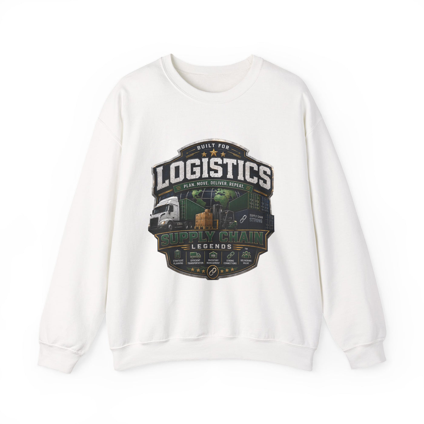Logistics Crewneck Sweatshirt — Built for Logistics Design (Trucker & Warehouse Crew)