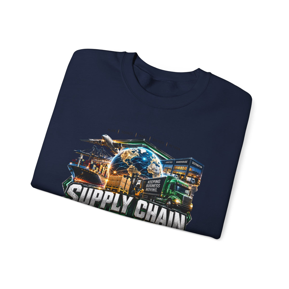 Supply Chain Legends Crewneck Sweatshirt — Logistics & Freight Graphic Pullover