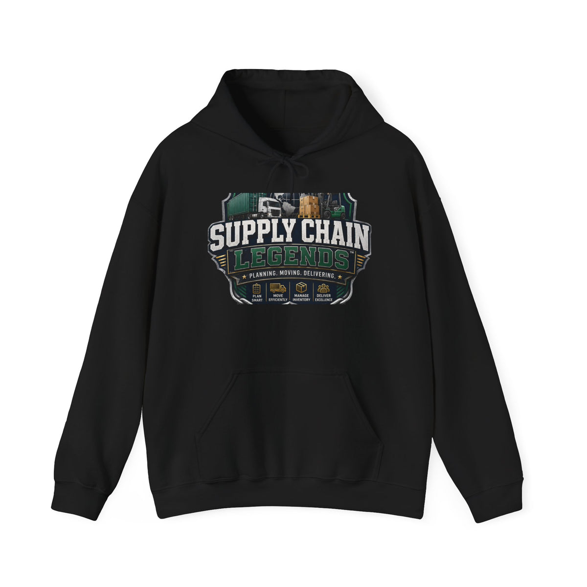 Supply Chain Legends Hoodie — Vintage Industrial Logistics Graphic Sweatshirt