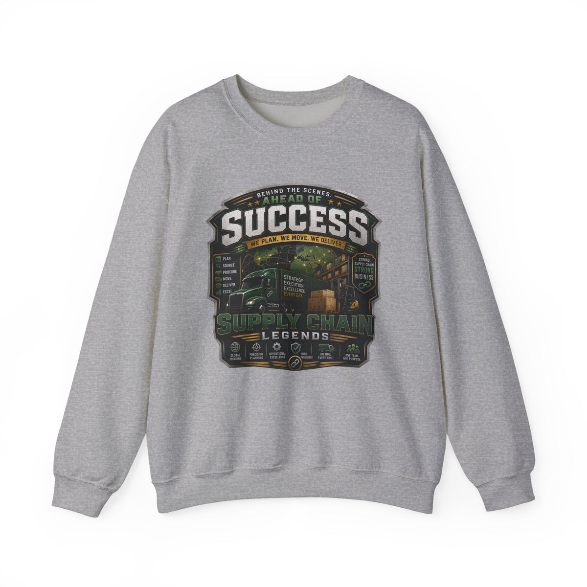 Success Supply Chain Crewneck Sweatshirt — Supply & Logistics Vintage Graphic