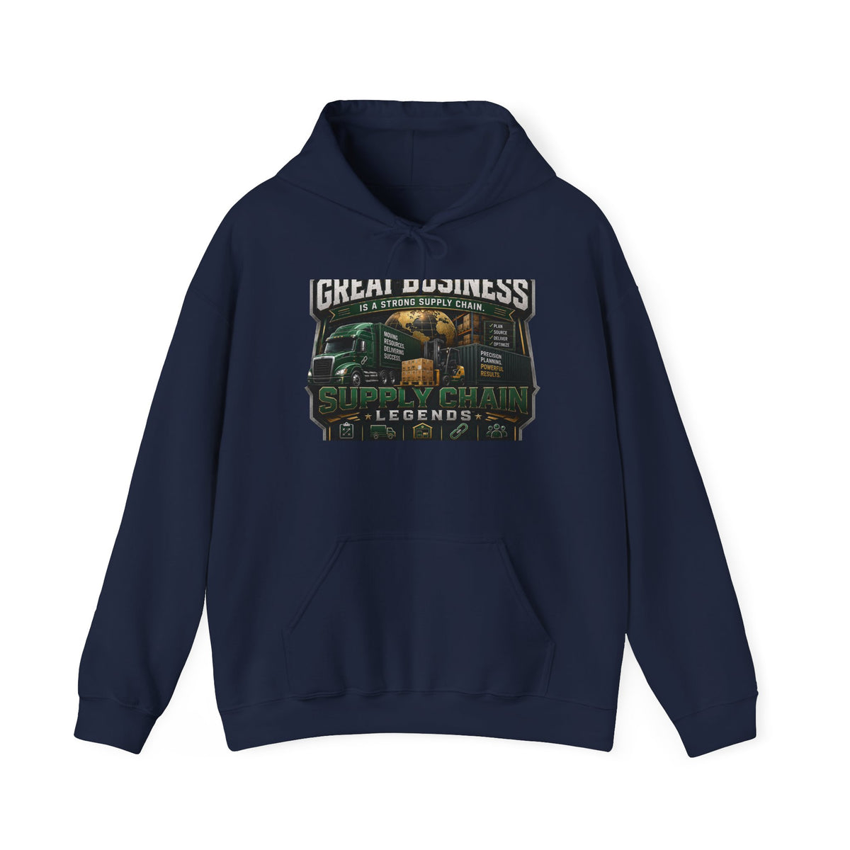 Supply Chain Legends Hoodie — "Great Business" Trucking Graphic Hooded Sweatshirt