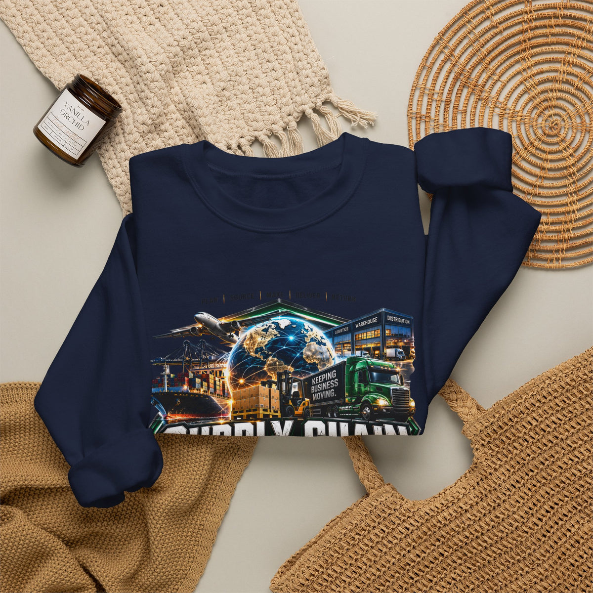 Supply Chain Legends Crewneck Sweatshirt — Logistics & Freight Graphic Pullover