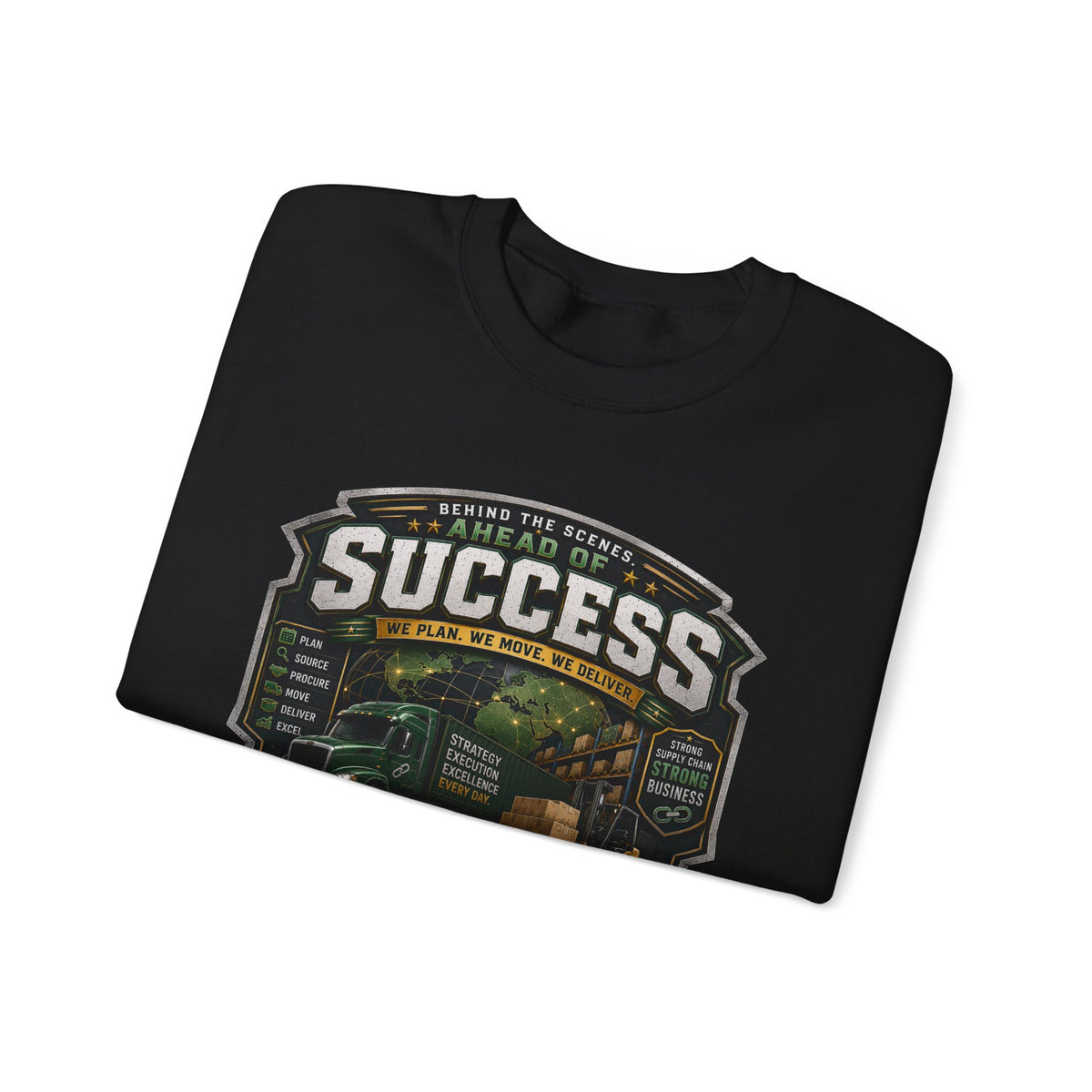 Success Supply Chain Crewneck Sweatshirt — Supply & Logistics Vintage Graphic