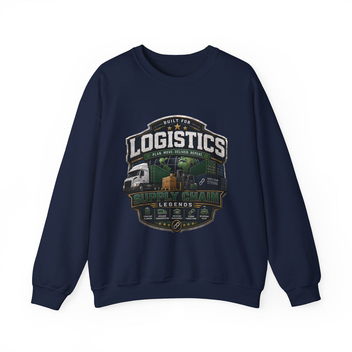 Logistics Crewneck Sweatshirt — Built for Logistics Design (Trucker & Warehouse Crew)