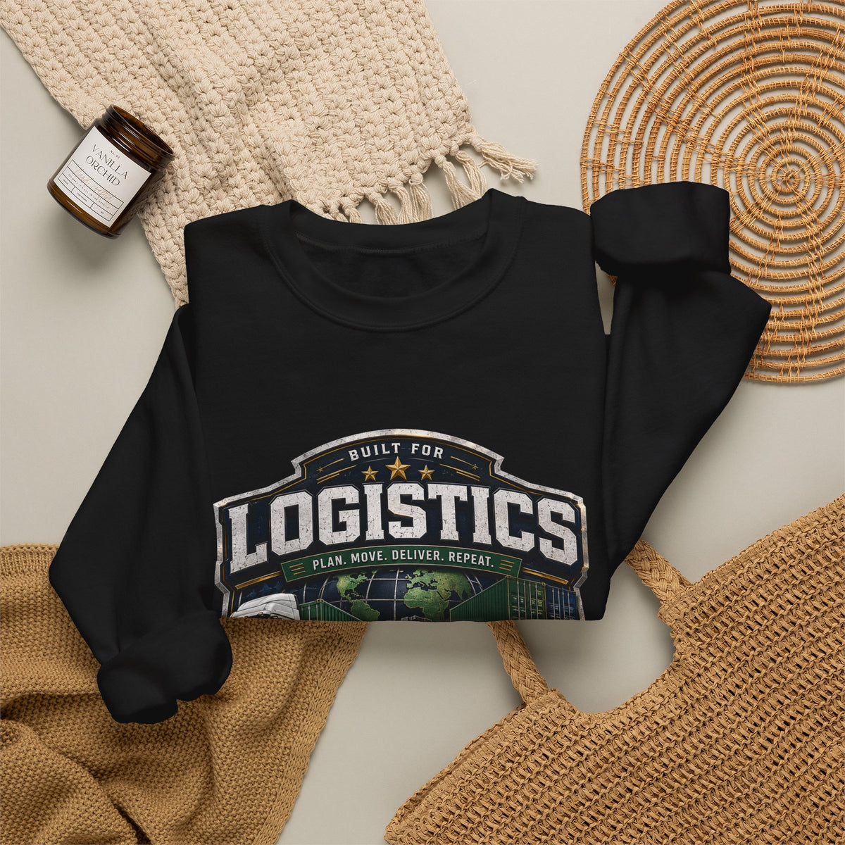 Logistics Crewneck Sweatshirt — Built for Logistics Design (Trucker & Warehouse Crew)