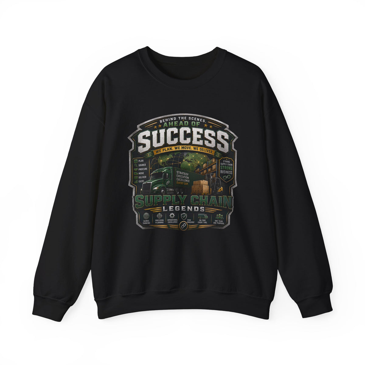 Success Supply Chain Crewneck Sweatshirt — Supply & Logistics Vintage Graphic
