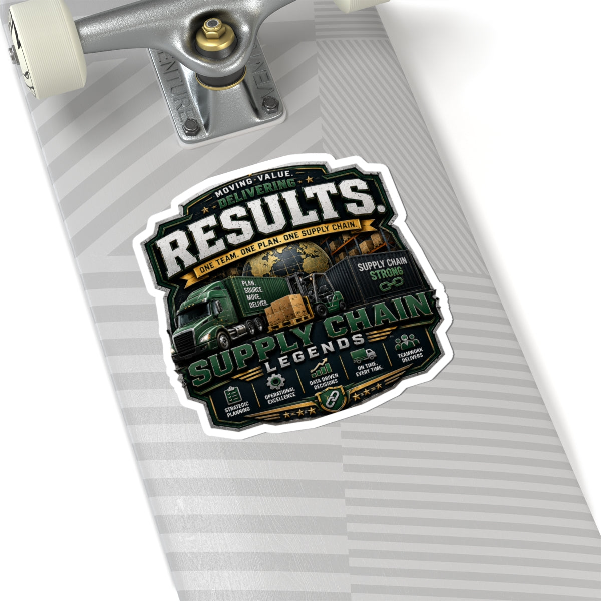 Supply Chain Legends Kiss-Cut Sticker — "Results: One Team, One Plan" Laptop Decal