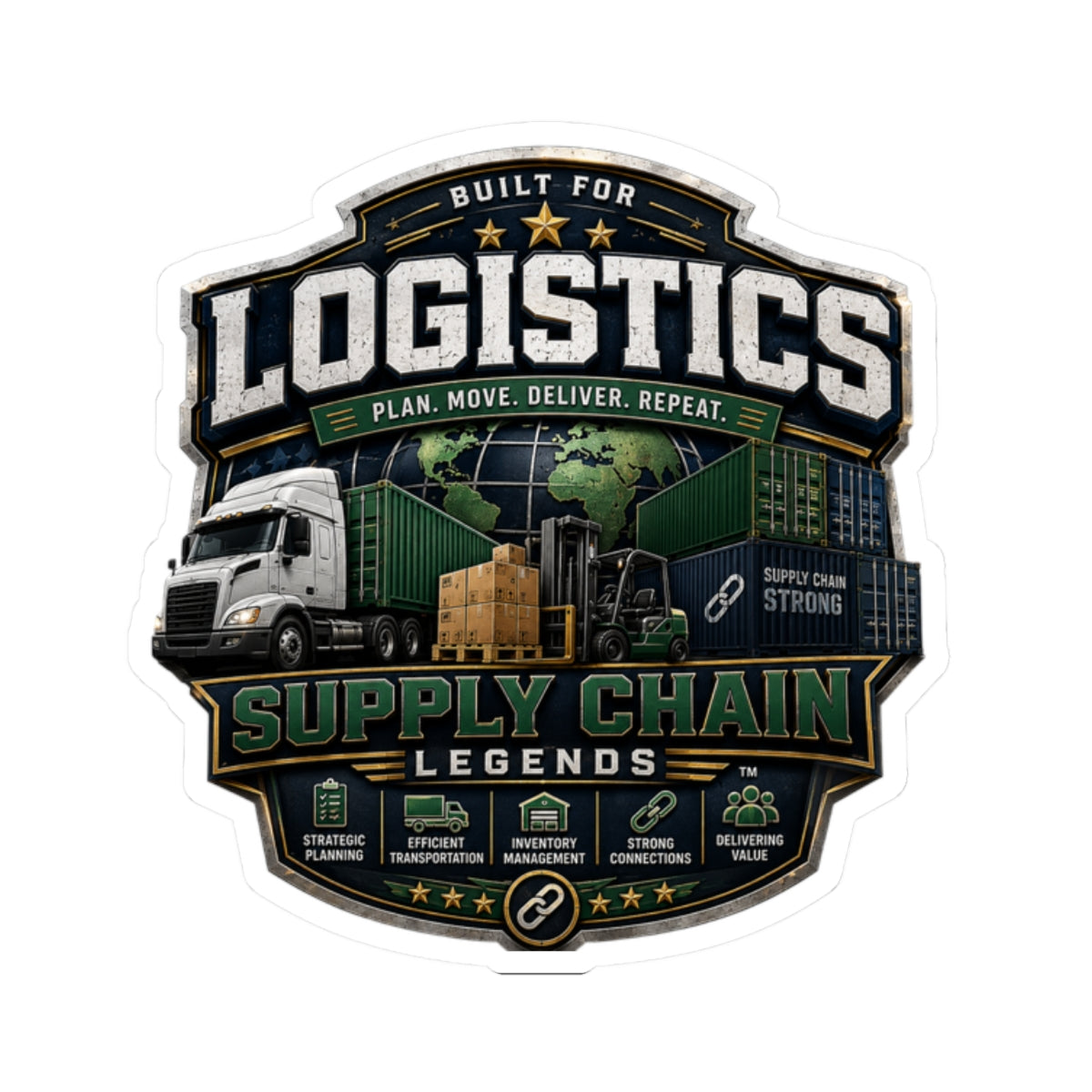Logistics Supply Chain Stickers — 'Built for Logistics' Kiss-Cut Sticker