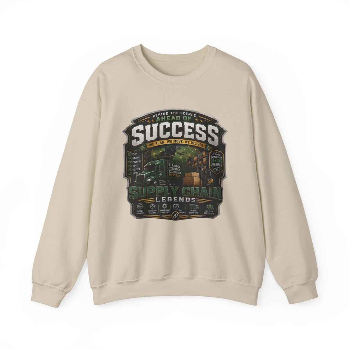 Success Supply Chain Crewneck Sweatshirt — Supply & Logistics Vintage Graphic